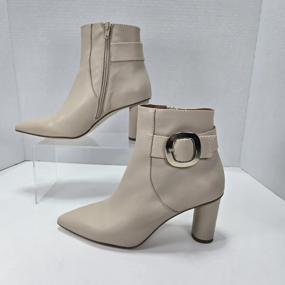 Marian Made In Spain Luxurious Soft Leather Beige Ankle Boots Size EU 37 US 6